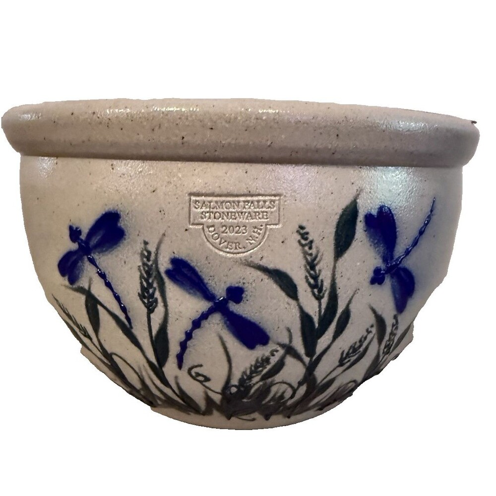 2023 Salmon Falls Stoneware NH Large 9" Dragonfly Mixing Bowl Pottery